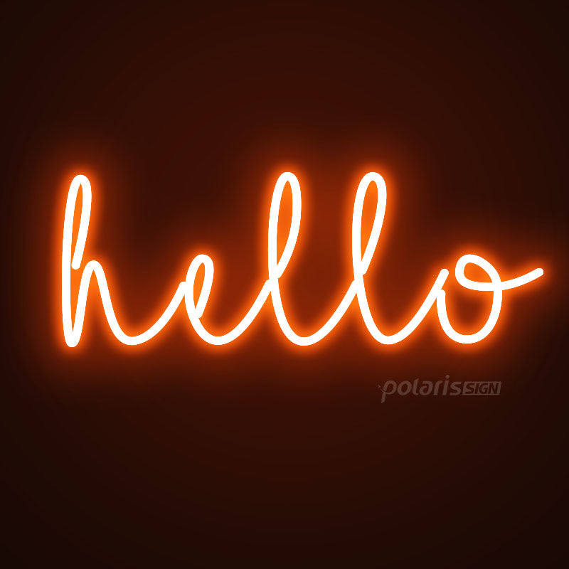 “HELLO” LED Neon Sign - Neon Sign - POLARIS SIGN ORANGE