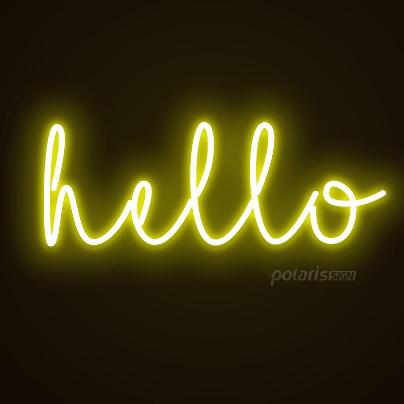 “HELLO” LED Neon Sign - Neon Sign - POLARIS SIGN YELLOW