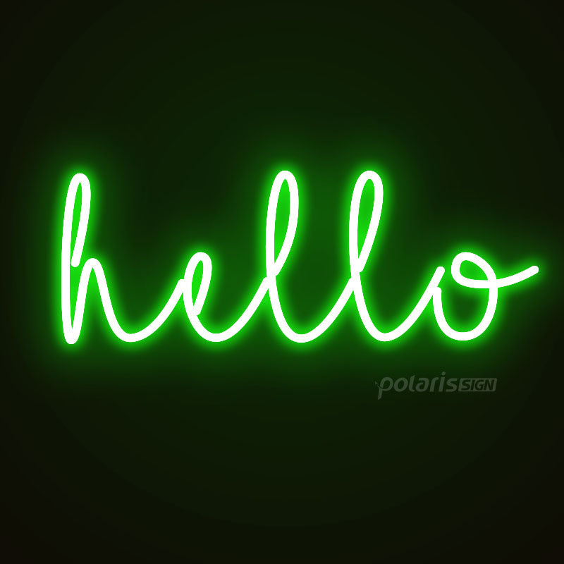 “HELLO” LED Neon Sign - Neon Sign - POLARIS SIGN GREEN