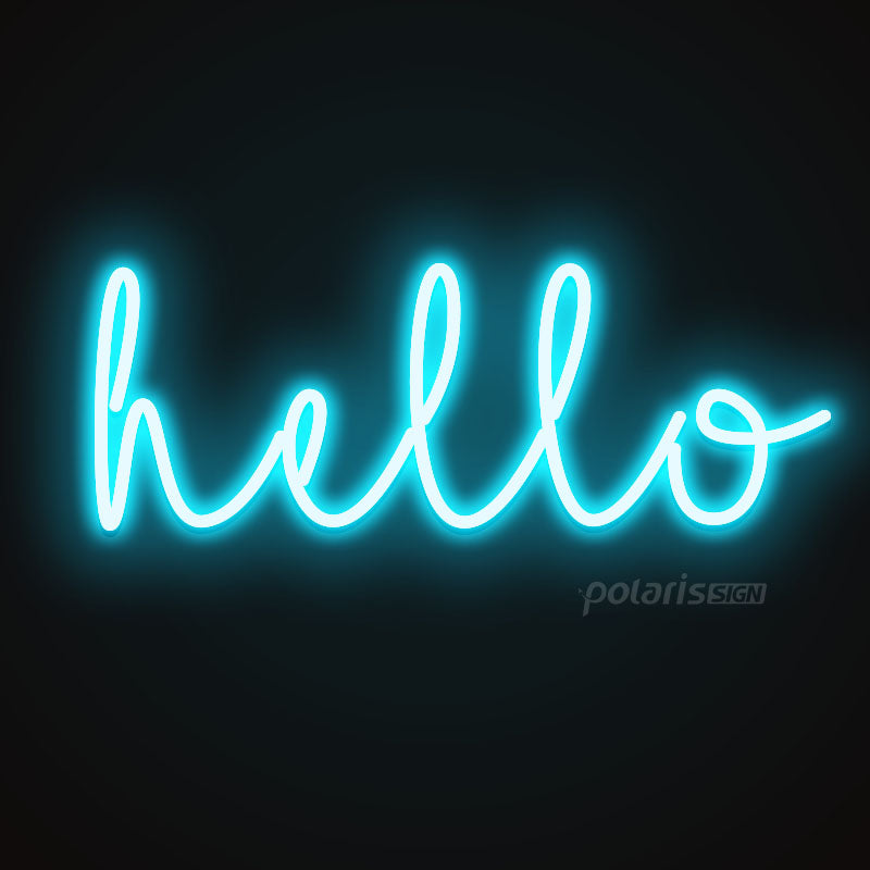 “HELLO” LED Neon Sign - Neon Sign - POLARIS SIGN ICE BLUE