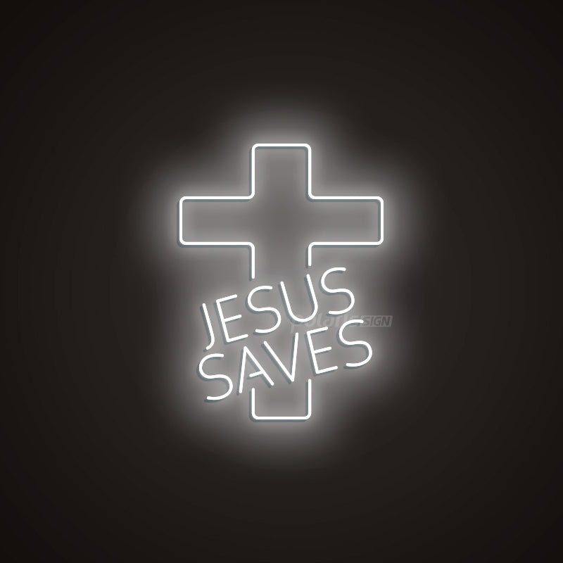 “Jesus Saves” LED Neon Sign - Neon Sign - POLARIS SIGN WHITE