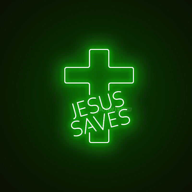 “Jesus Saves” LED Neon Sign - Neon Sign - POLARIS SIGN GREEN