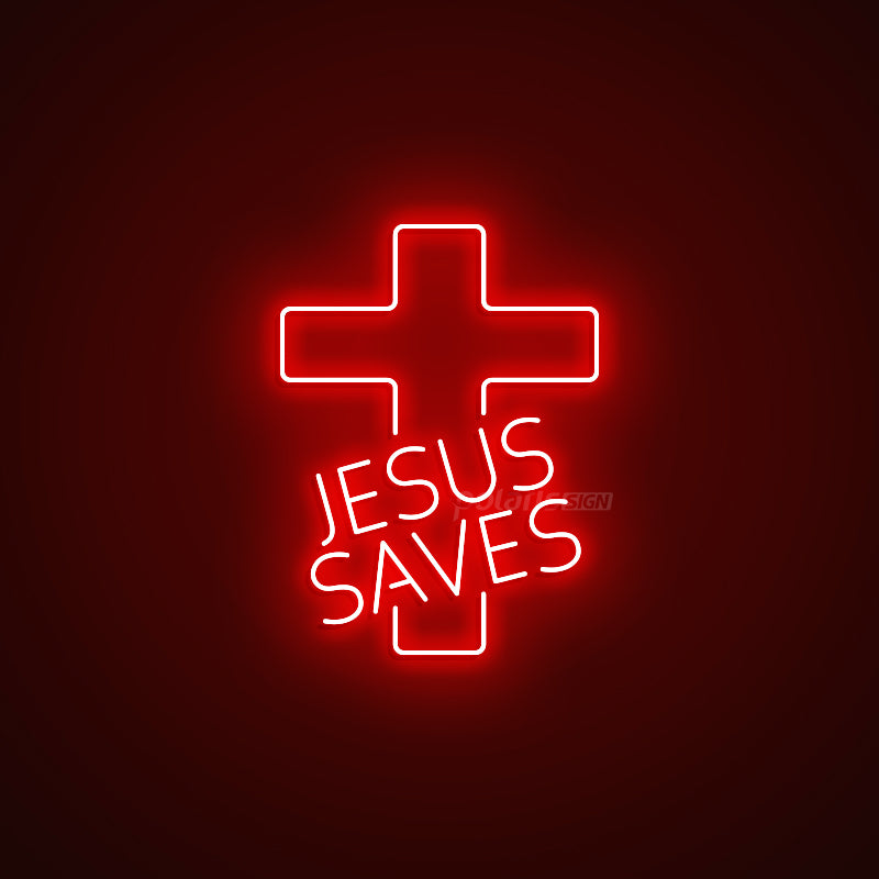 “Jesus Saves” LED Neon Sign - Neon Sign - POLARIS SIGN RED