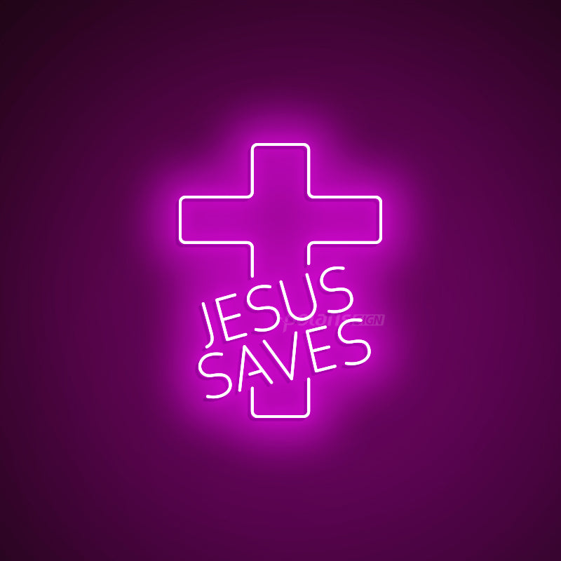 “Jesus Saves” LED Neon Sign - Neon Sign - POLARIS SIGN PURPLE