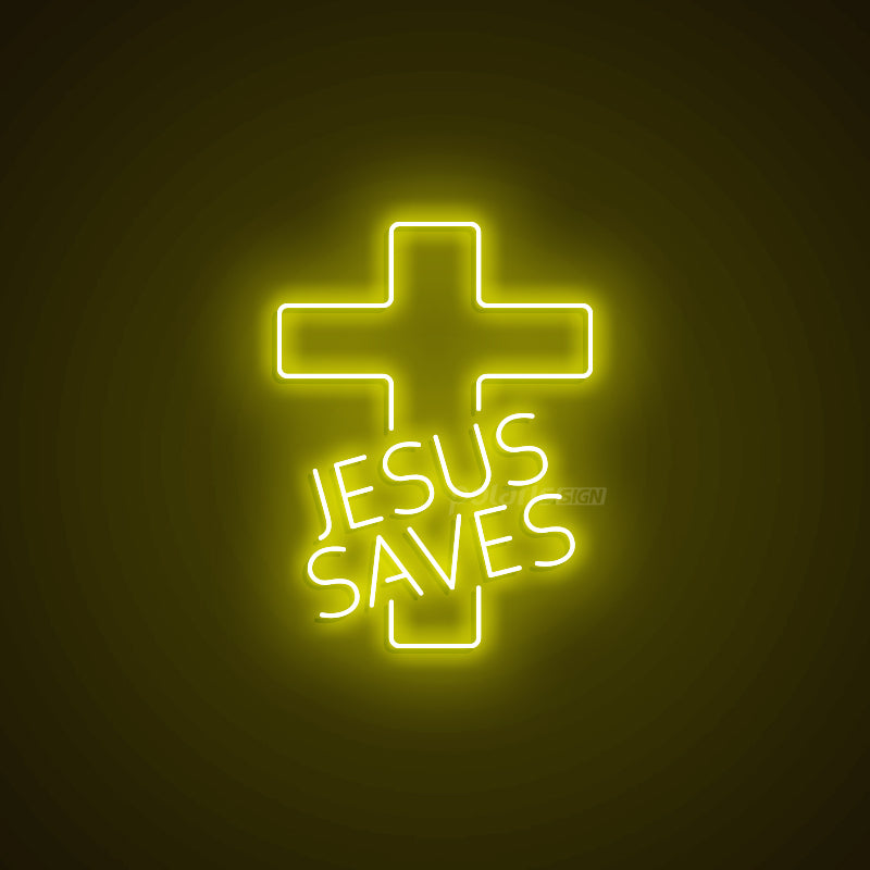 “Jesus Saves” LED Neon Sign - Neon Sign - POLARIS SIGN YELLOW