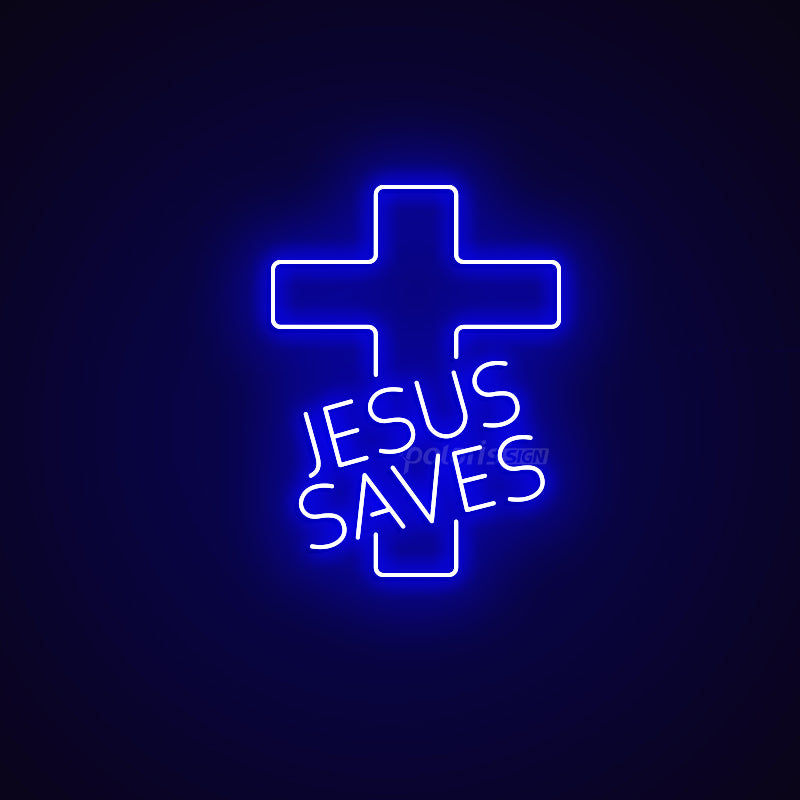 “Jesus Saves” LED Neon Sign - Neon Sign - POLARIS SIGN BLUE