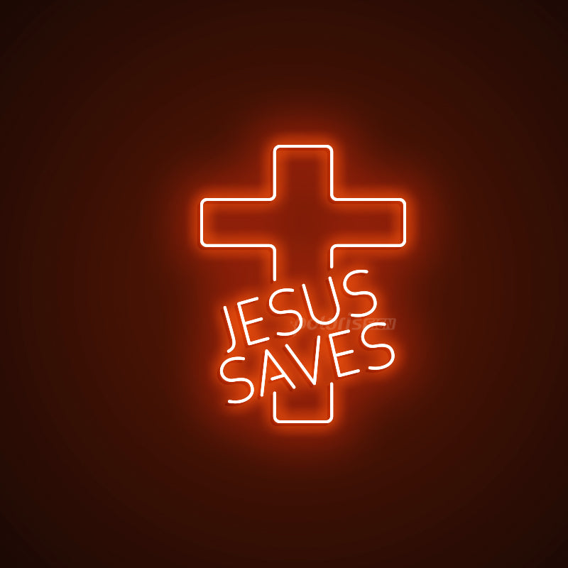 “Jesus Saves” LED Neon Sign - Neon Sign - POLARIS SIGN ORANGE