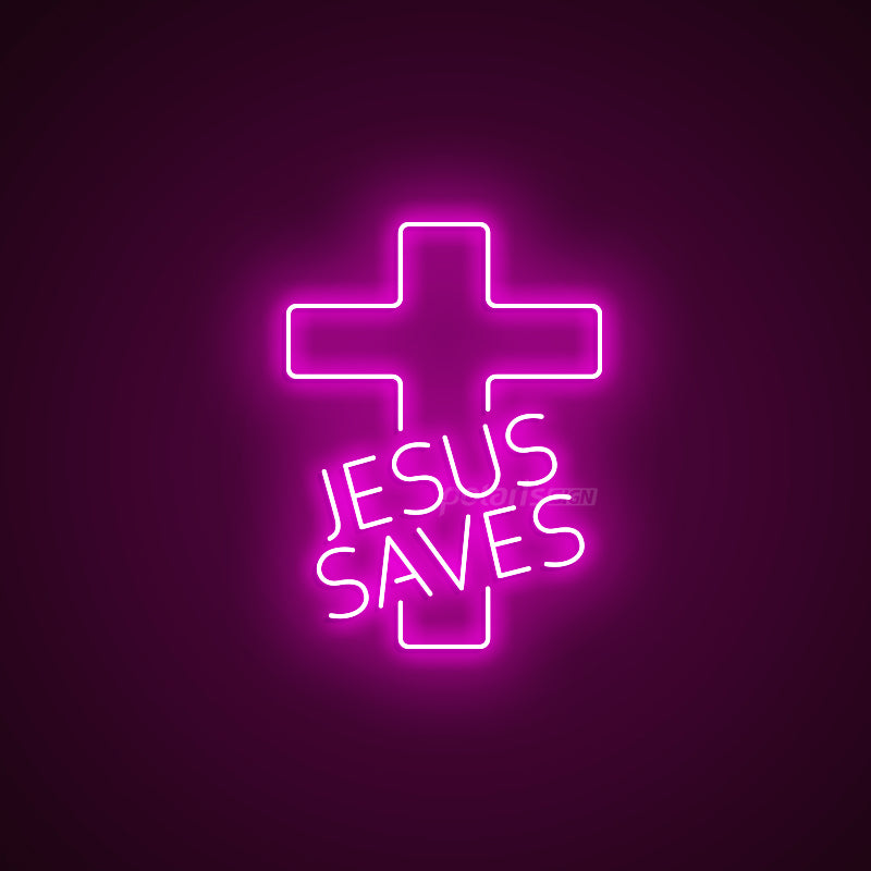 “Jesus Saves” LED Neon Sign - Neon Sign - POLARIS SIGN PINK