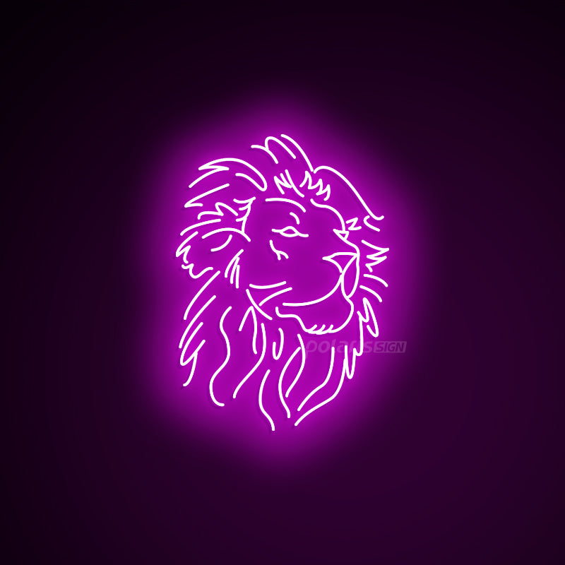 “Lion Head”  LED Neon Sign - POLARIS LED NEON SIGN PURPLE